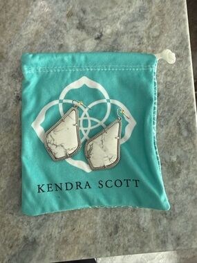 Kendra Scott White Howlite Drop Earrings with Silver Trim